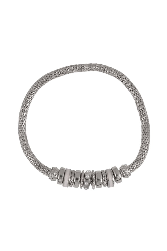 Silvertone Chain with Pearl Birthstone "June" Bracelet