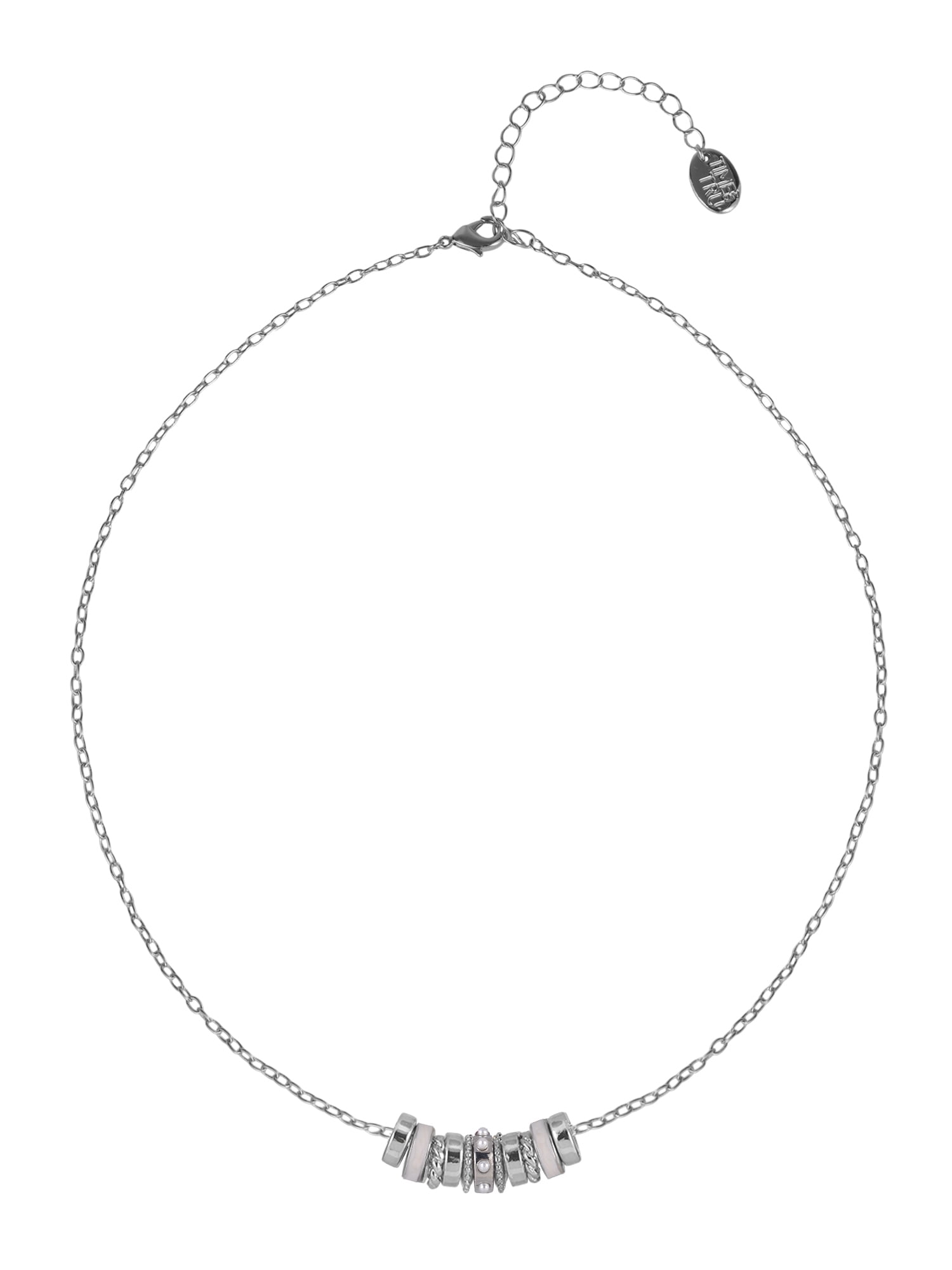 Time and Tru Silvertone Chain with Pearl Birthstone "June" Necklace