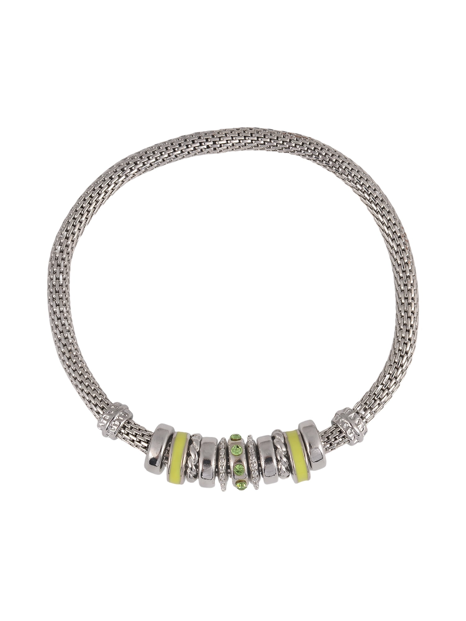 Time and Tru Silvertone Chain with Peridot Birthstone "August" Bracelet