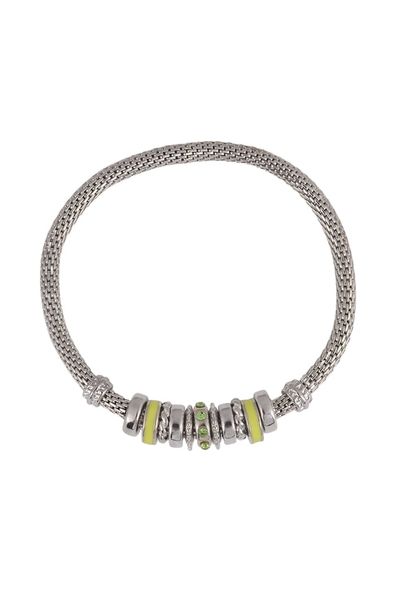 Silvertone Chain with Peridot Birthstone "August" Bracelet