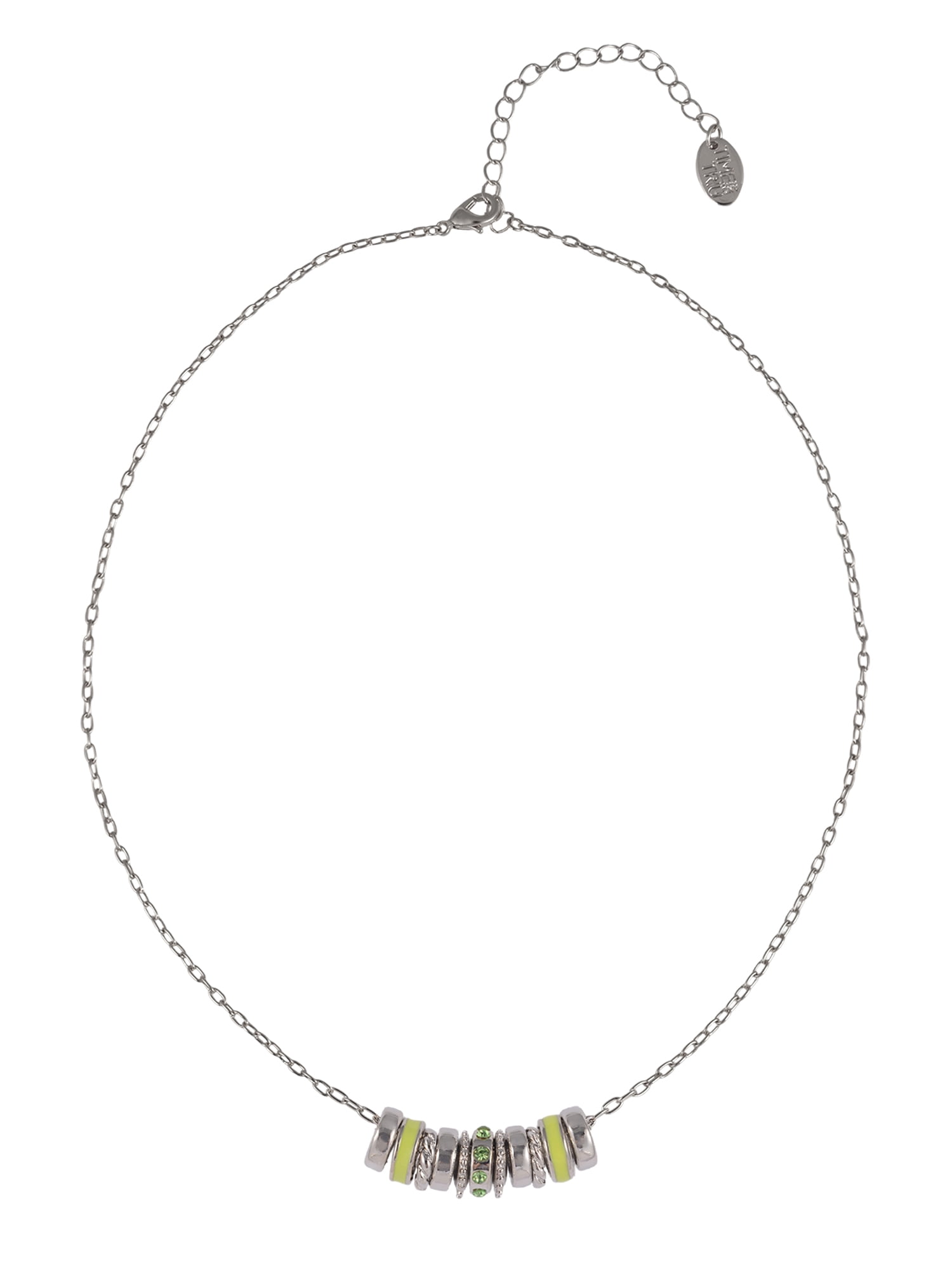 Time and Tru Silvertone Chain with Peridot Birthstone "August" Necklace