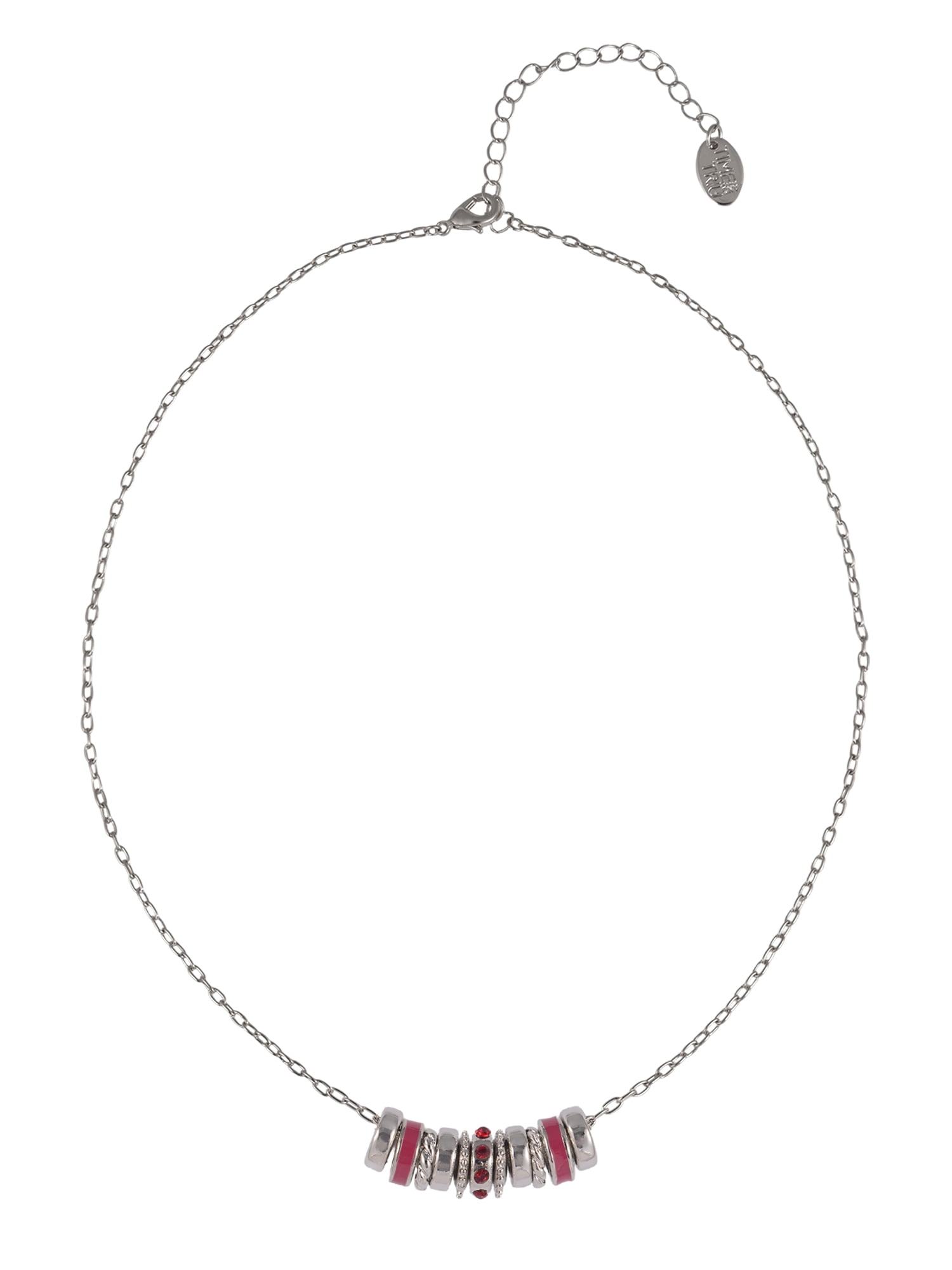 Time and Tru Silvertone Chain with Ruby Birthstone "July" Necklace
