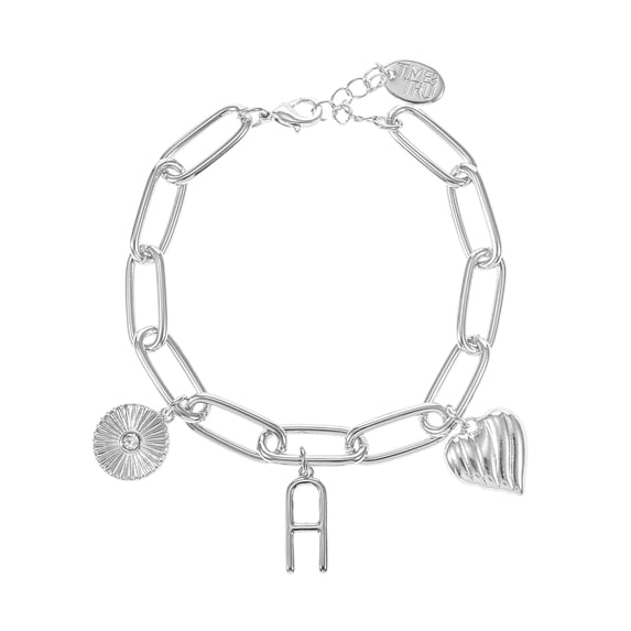 Time and Tru Silvertone Initial Charm Bracelet, Initial A