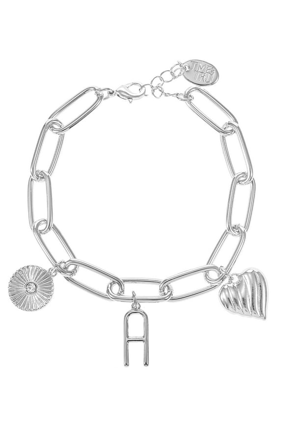 Silvertone Initial Charm Bracelet, Initial A