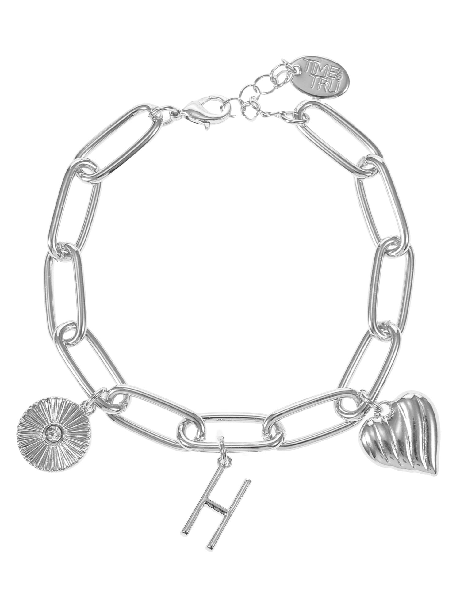 Time and Tru Silvertone Initial Charm Bracelet, Initial H