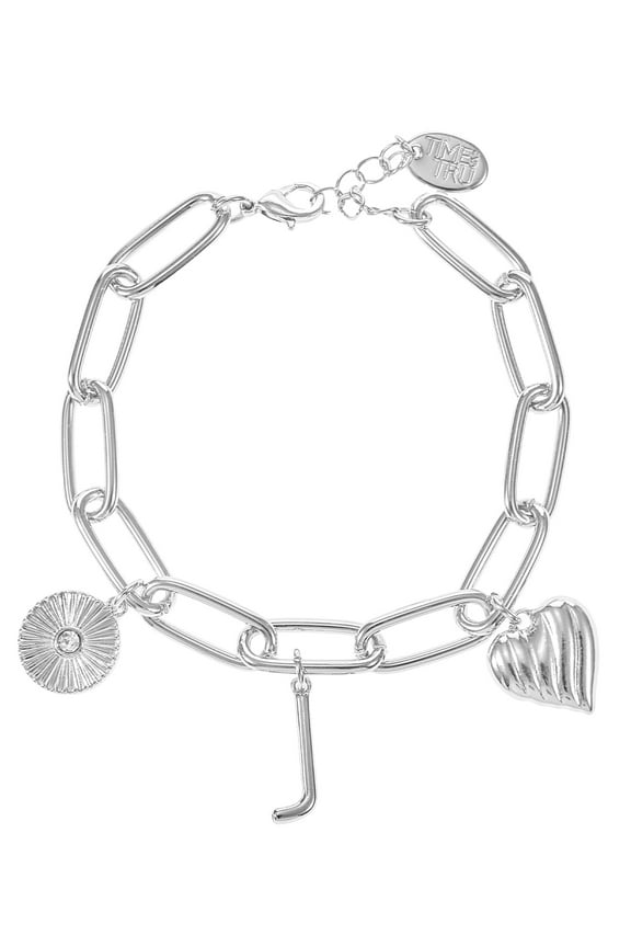 Silvertone Initial Charm Bracelet, Initial J