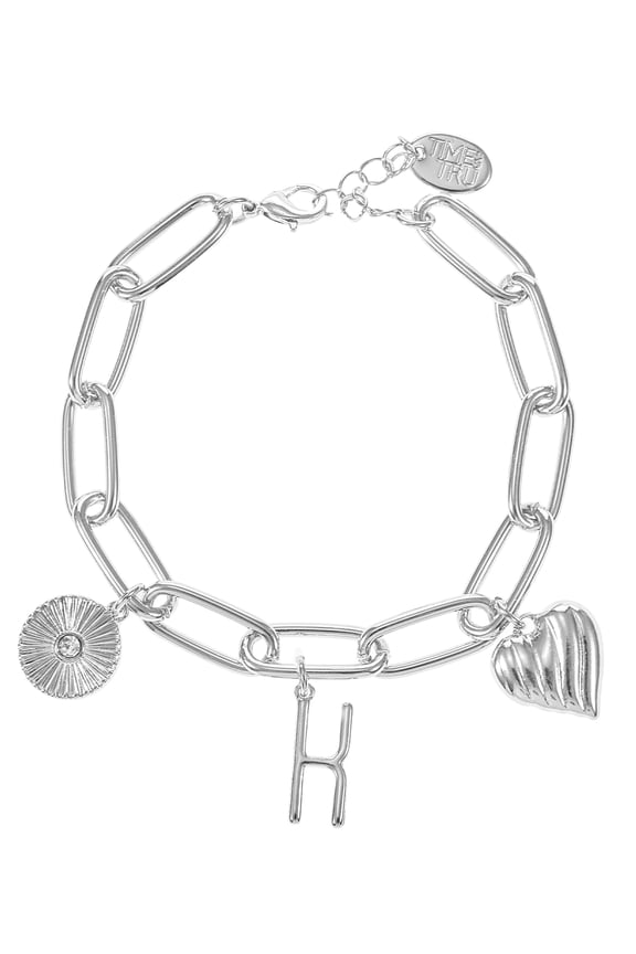 Silvertone Initial Charm Bracelet, Initial K