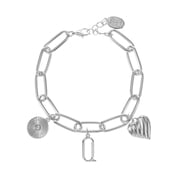 Time and Tru Silvertone Initial Charm Bracelet, Initial Q