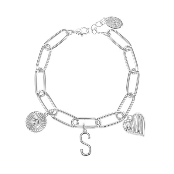 Time and Tru Silvertone Initial Charm Bracelet, Initial S