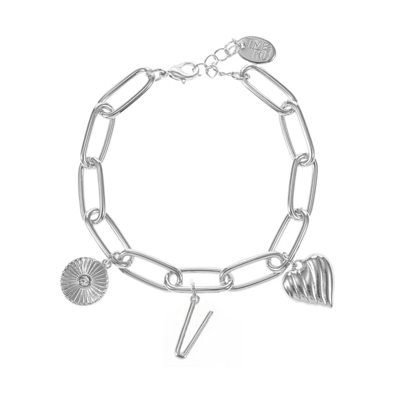 Time and Tru Silvertone Initial Charm Bracelet, Initial V