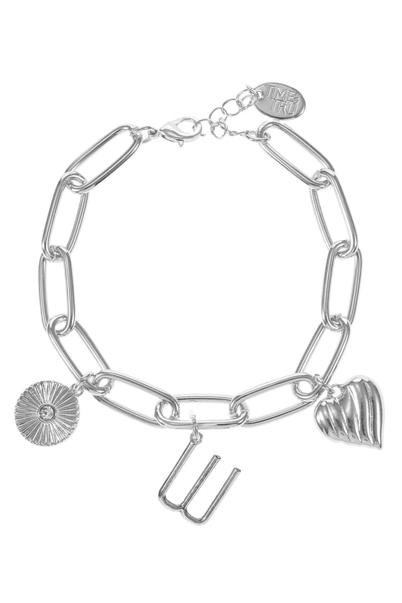 Silvertone Initial Charm Bracelet, Initial W