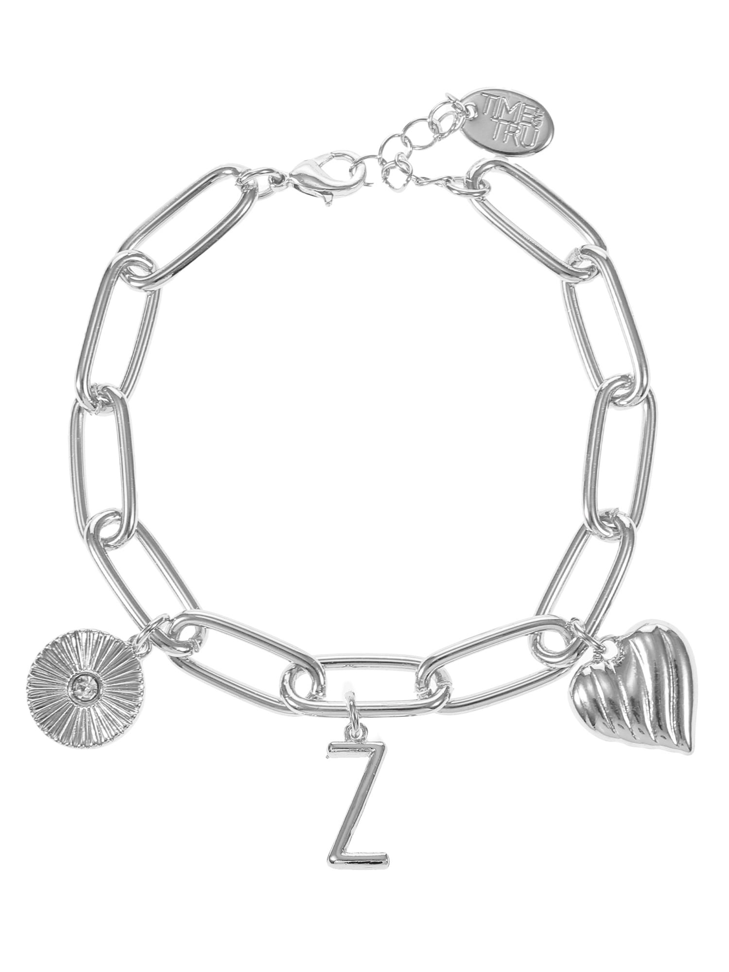 Time and Tru Silvertone Initial Charm Bracelet, Initial Z