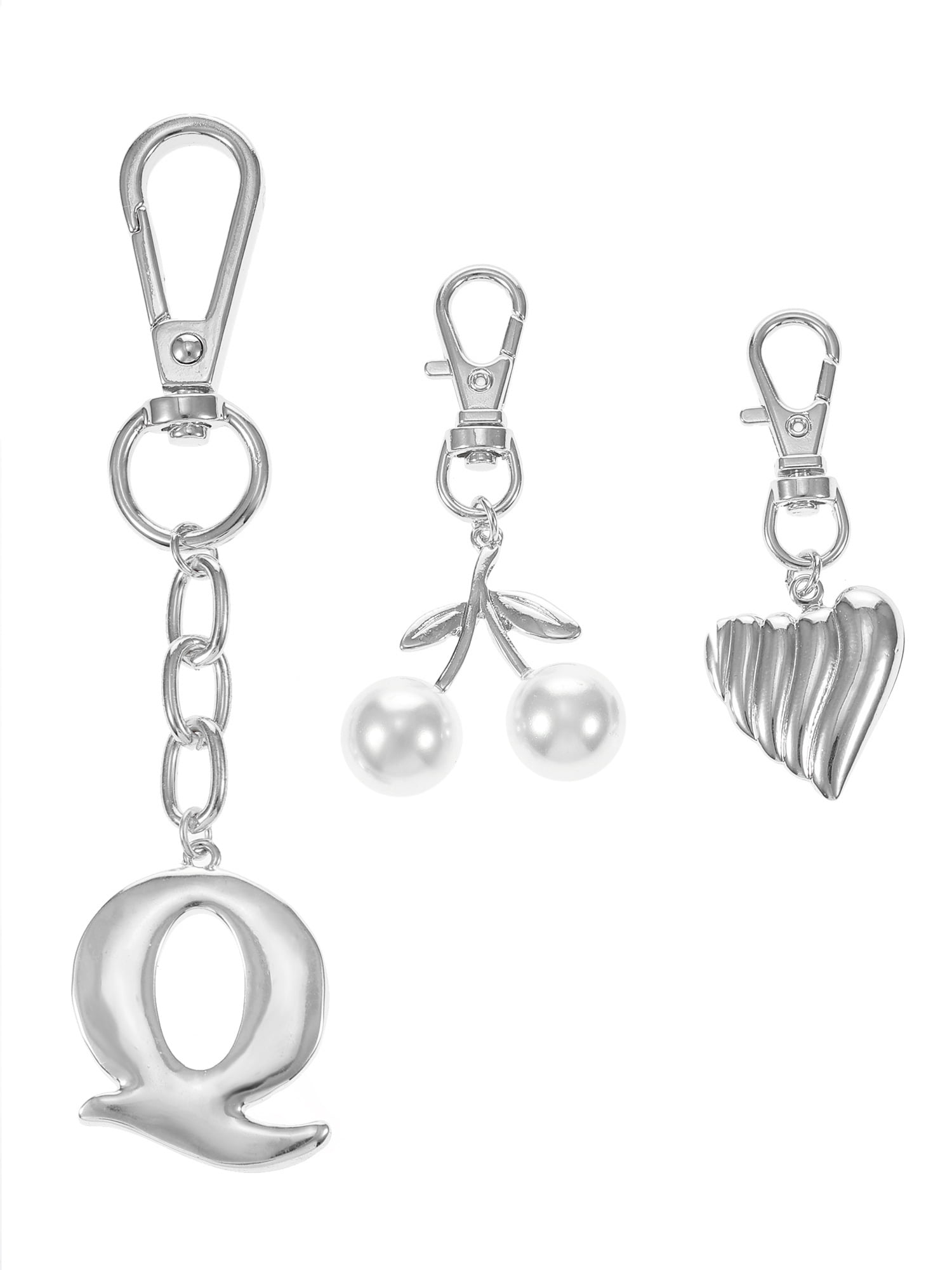 Time and Tru Silvertone Initial Letter Bag Charm Set, 3 Pieces