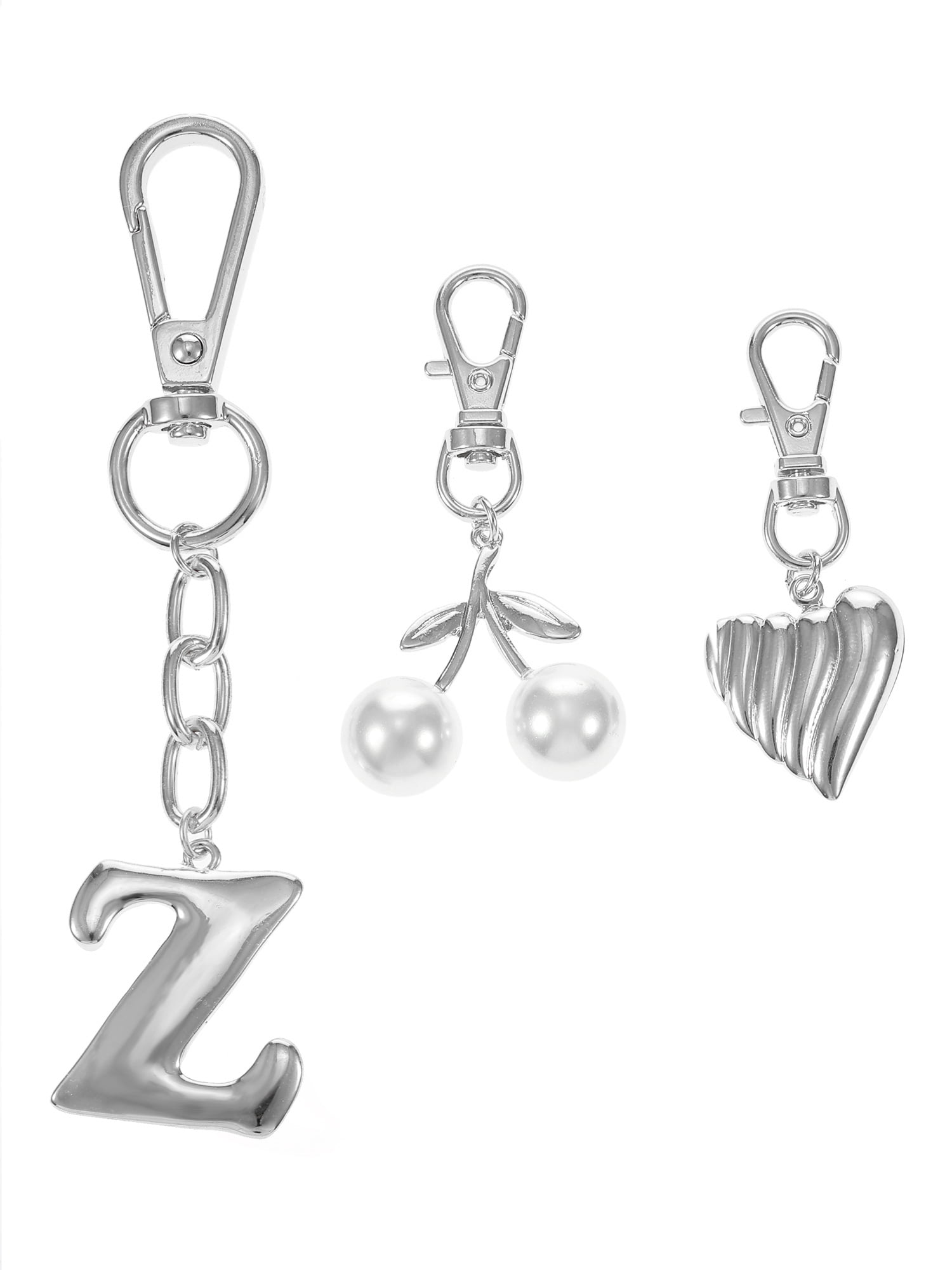 Time and Tru Silvertone Initial Letter Bag Charm Set, 3 Pieces, Letter Z