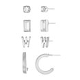thumbnail image 1 of Time and Tru Silvertone Initial Letter Earring Set, 4 Pairs, Letter W, 1 of 4