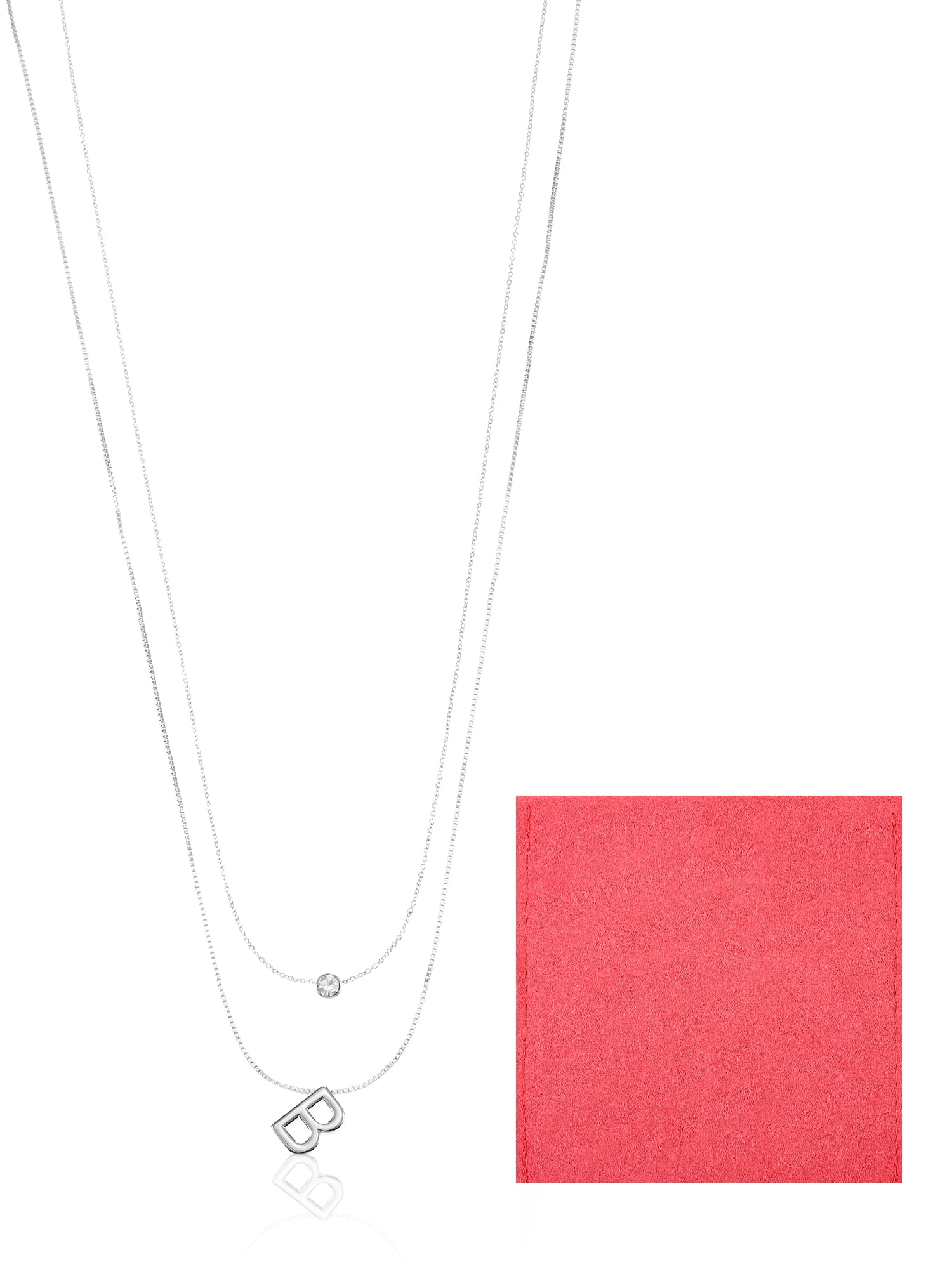 Time and Tru Silvertone Initial Letter Necklace Set, 2 Pieces, Letter N