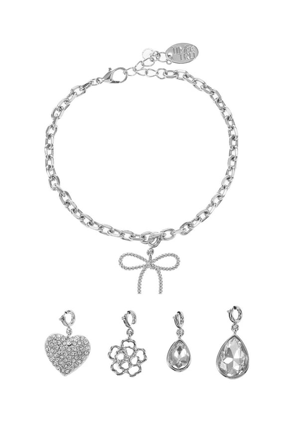 Silvertone Interchangeable Charm Bracelet, 6 Pieces