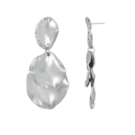 Time and Tru Silvertone Melted Metal Drop Earring, 1 Pair