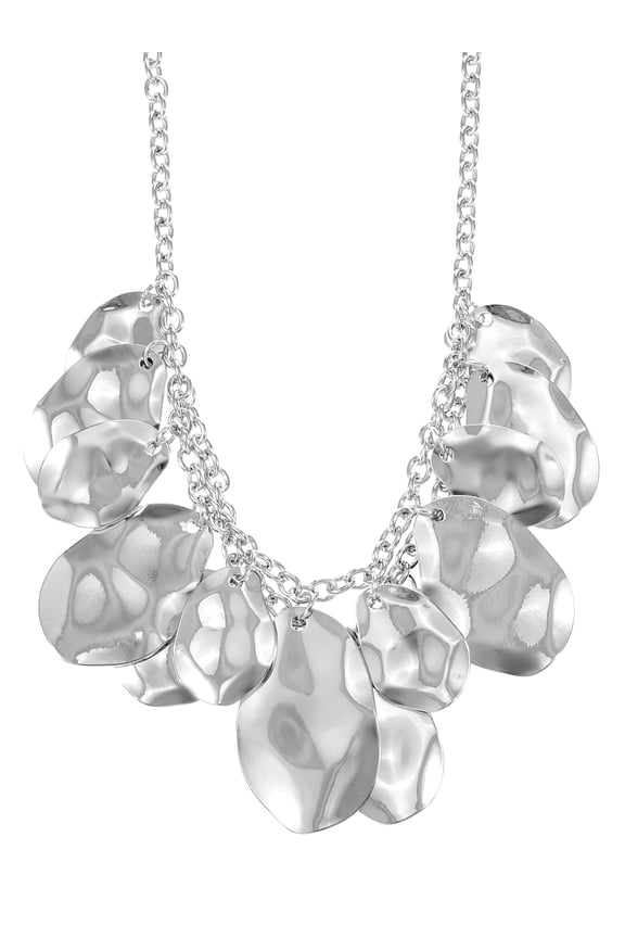 Silvertone Melted Metal Statement Necklace, 1 Piece