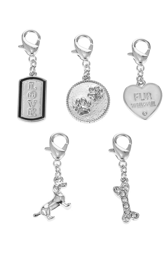 Silvertone Multi Charm Set, Dog Lover, 5 Pieces