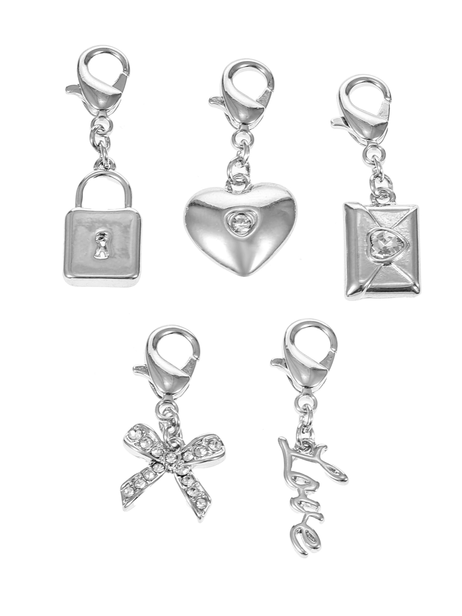 Silvertone Multi Charm Set, Romance, 5 Pieces