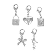 Silvertone Multi Charm Set, Romance, 5 Pieces