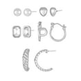 thumbnail image 1 of Time and Tru Silvertone Multi Earring Set, 5 Pairs, Initial P, 1 of 4