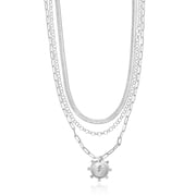 Time and Tru Silvertone Necklace, 3 Piece, Initial F
