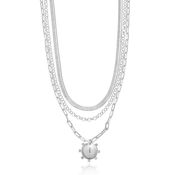 Time and Tru Silvertone Necklace, 3 Piece, Initial I