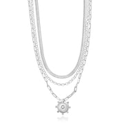 Time and Tru Silvertone Necklace, 3 Piece, Initial O