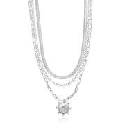 Time and Tru Silvertone Necklace, 3 Piece, Initial X