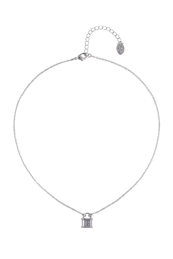 Silvertone Padlock Initial "C" Necklace