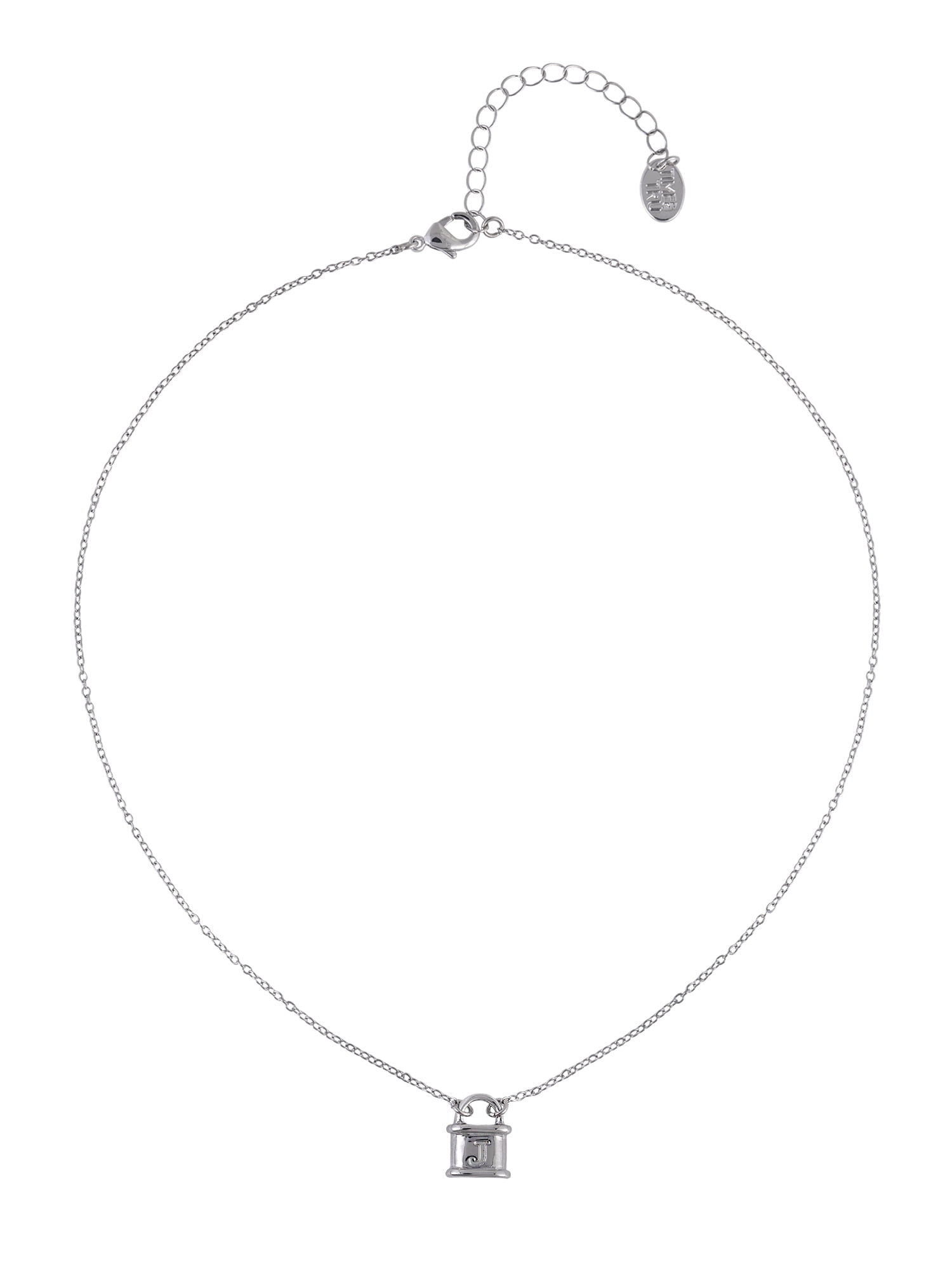 Time and Tru Silvertone Padlock Initial "J" Necklace