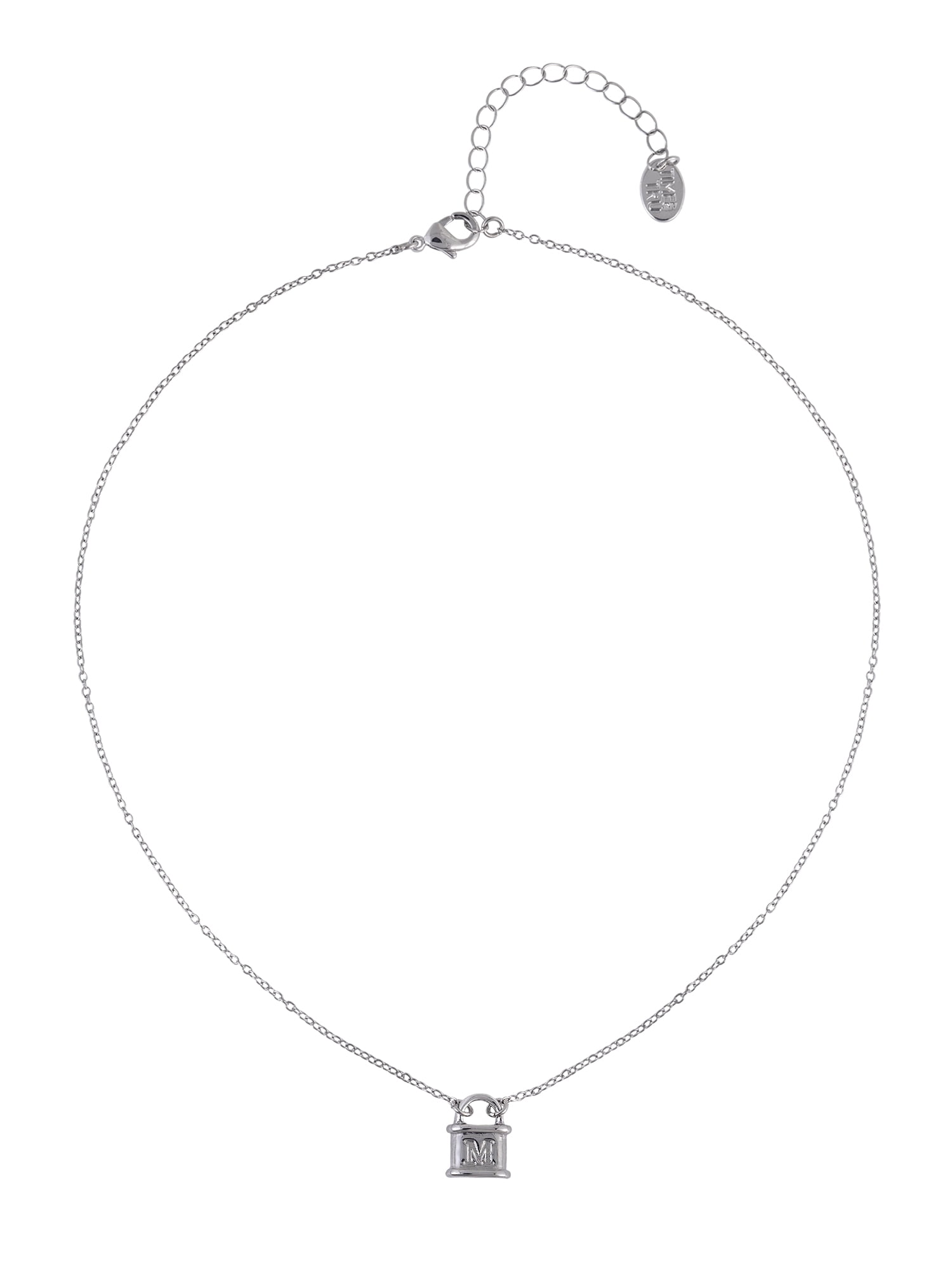 Time and Tru Silvertone Padlock Initial "M" Necklace