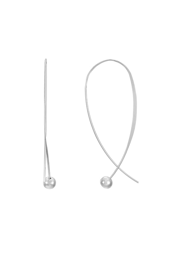 Silvertone Pull-Through Loop Hoop Earrings