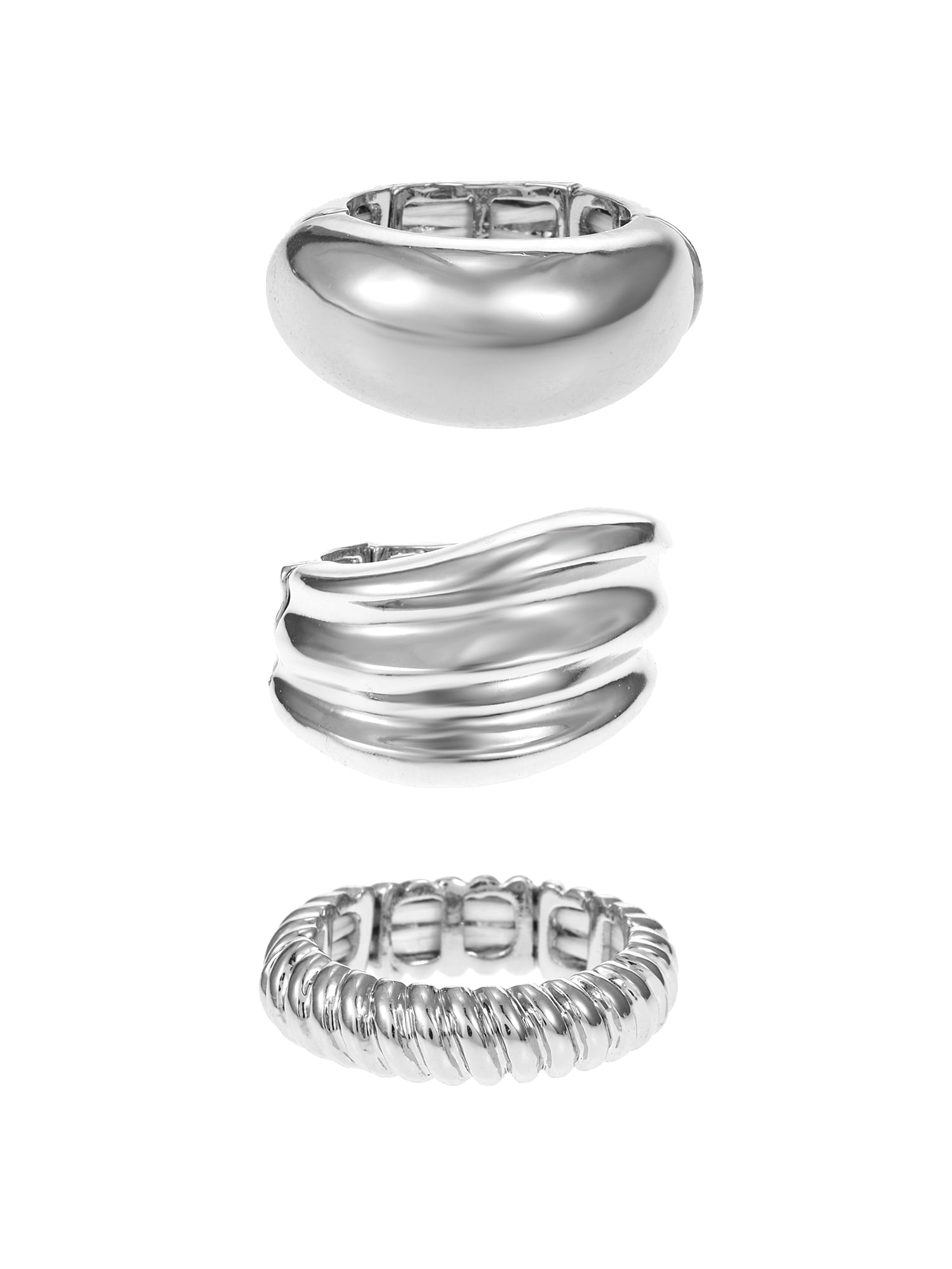 Time and Tru Silvertone Ring Set, 3 Pieces