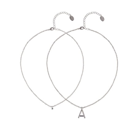 Time and Tru Silvertone Rolo Chain 2 Row Initial "A" Pendant Necklace