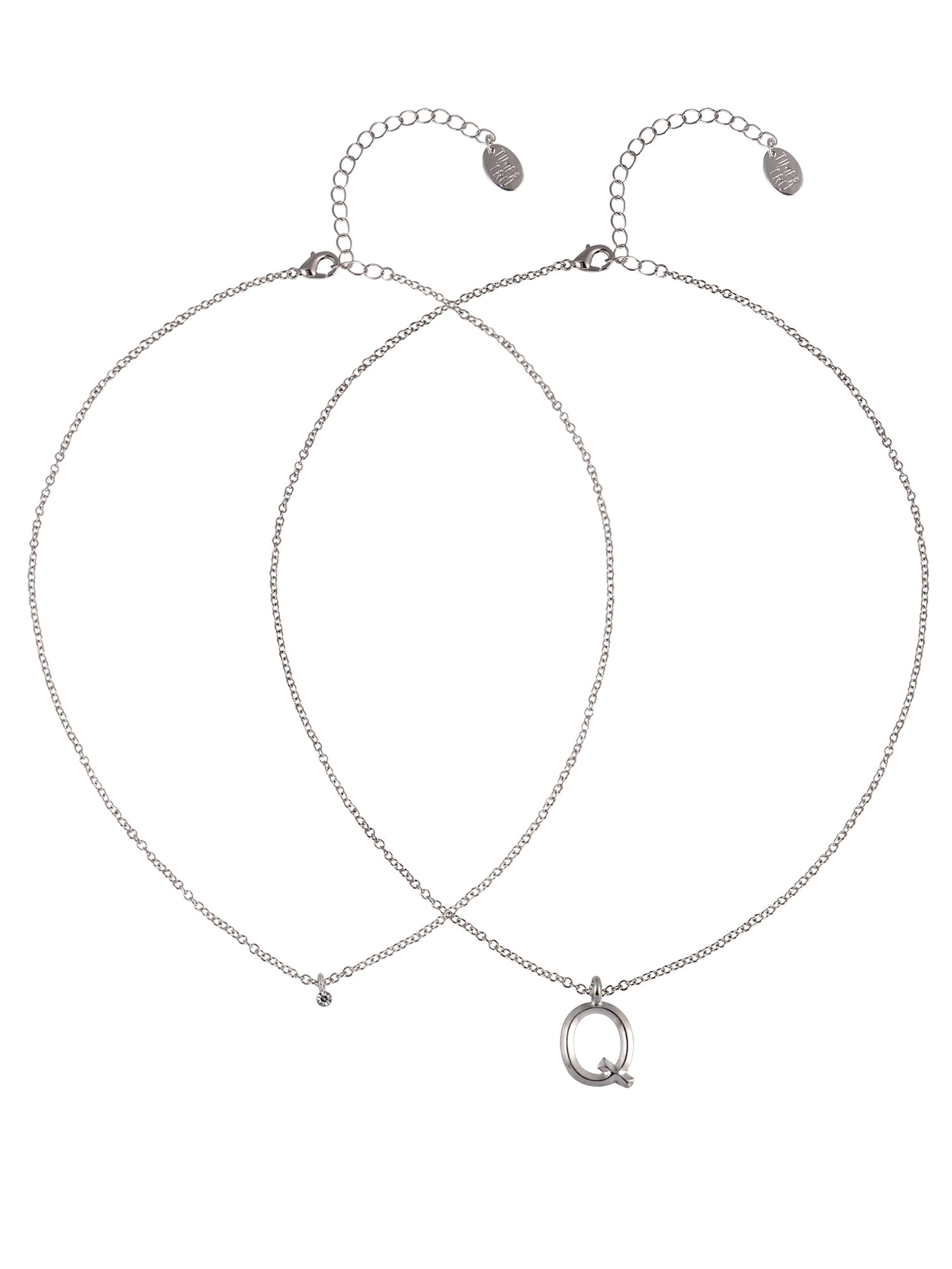 Time and Tru Silvertone Rolo Chain 2 Row Initial "Q" Pendant Necklace