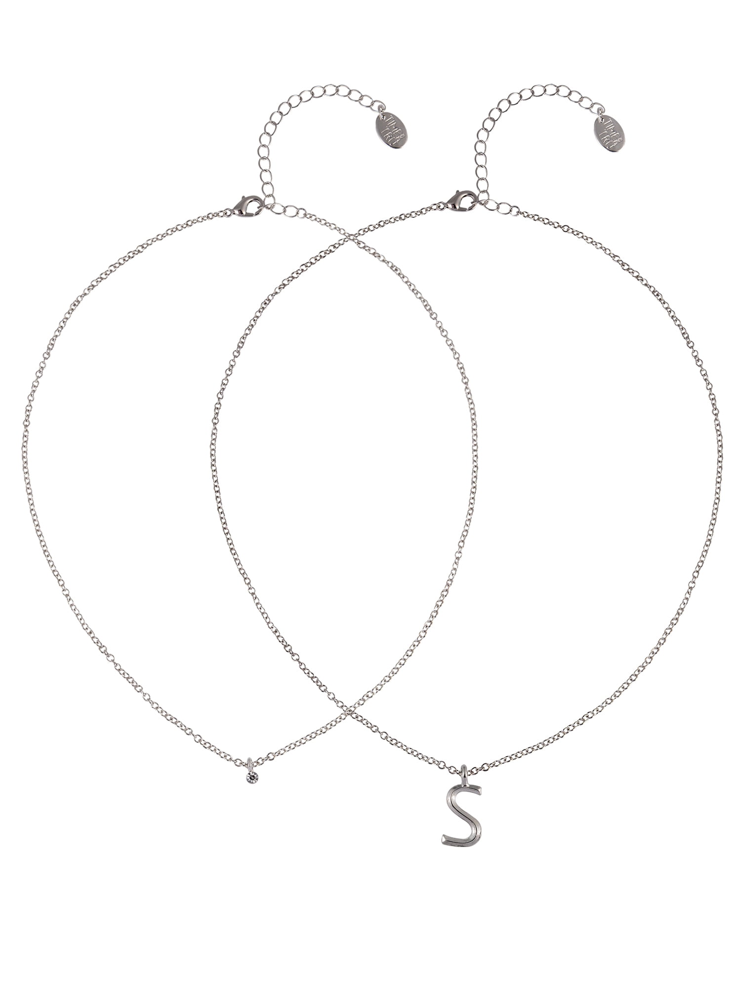 Time and Tru Silvertone Rolo Chain 2 Row Initial "S" Pendant Necklace