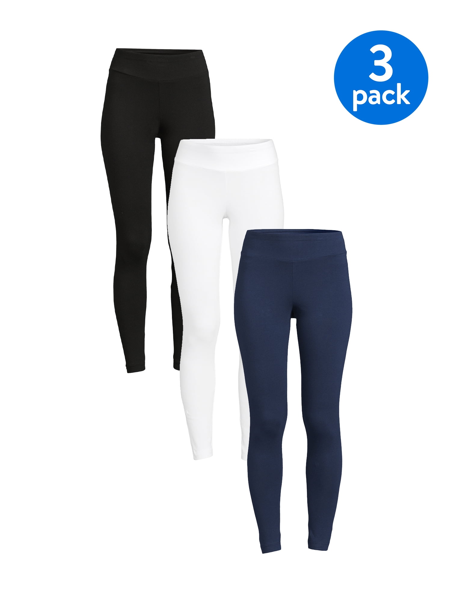 Time and Tru Skinny Fit High Rise SlimLeg Legging (Women's), 3 Count, 3 Pack