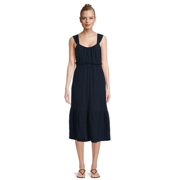 Time and Tru Sleeveless Doublecloth Midi Dress