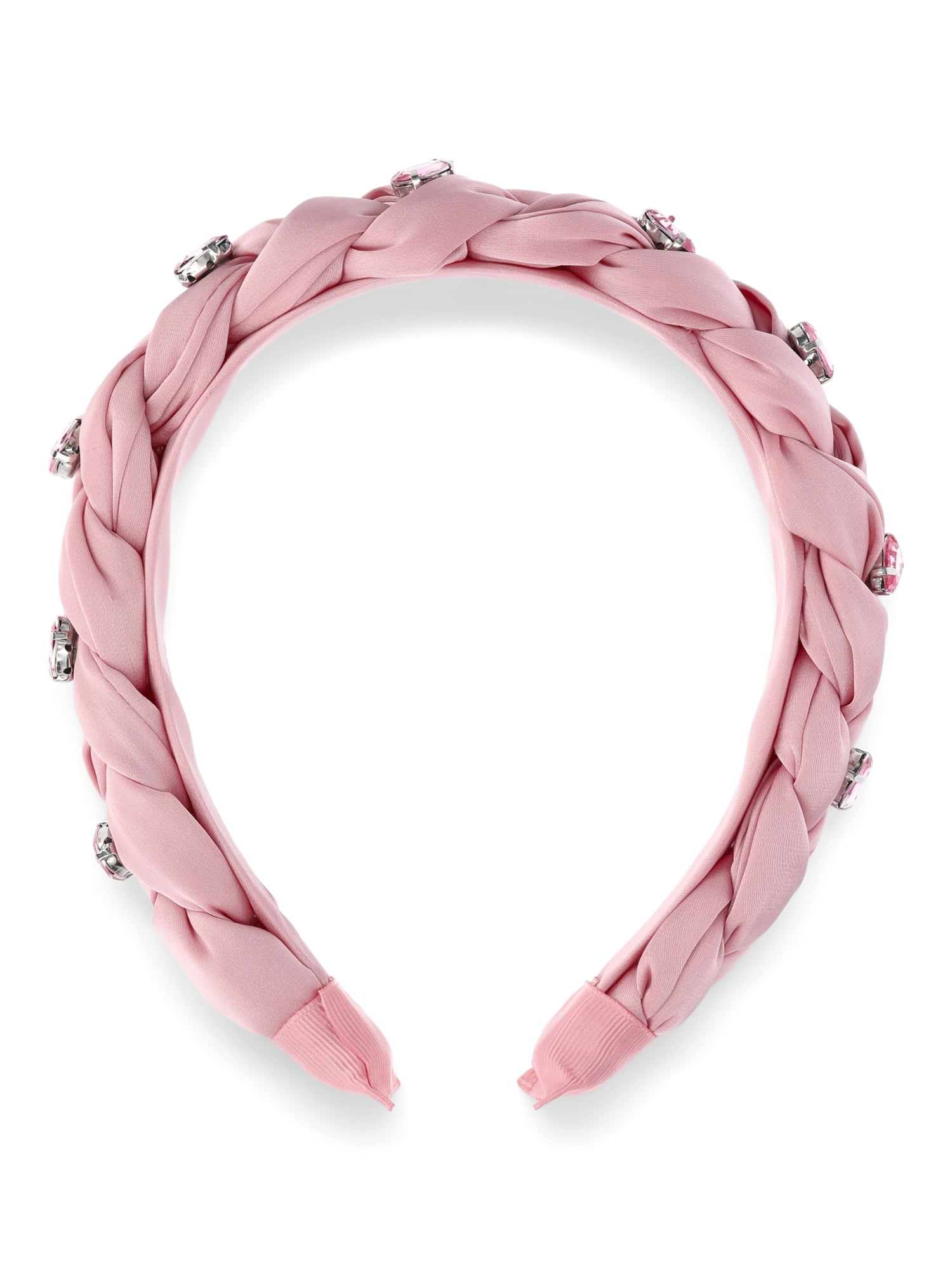Time and Tru Women's Rhinestone Braided Hair Headband, Pink