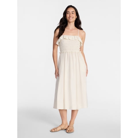 Women's Sleeveless Smocked Midi Dress, Sizes XS-XXXL
