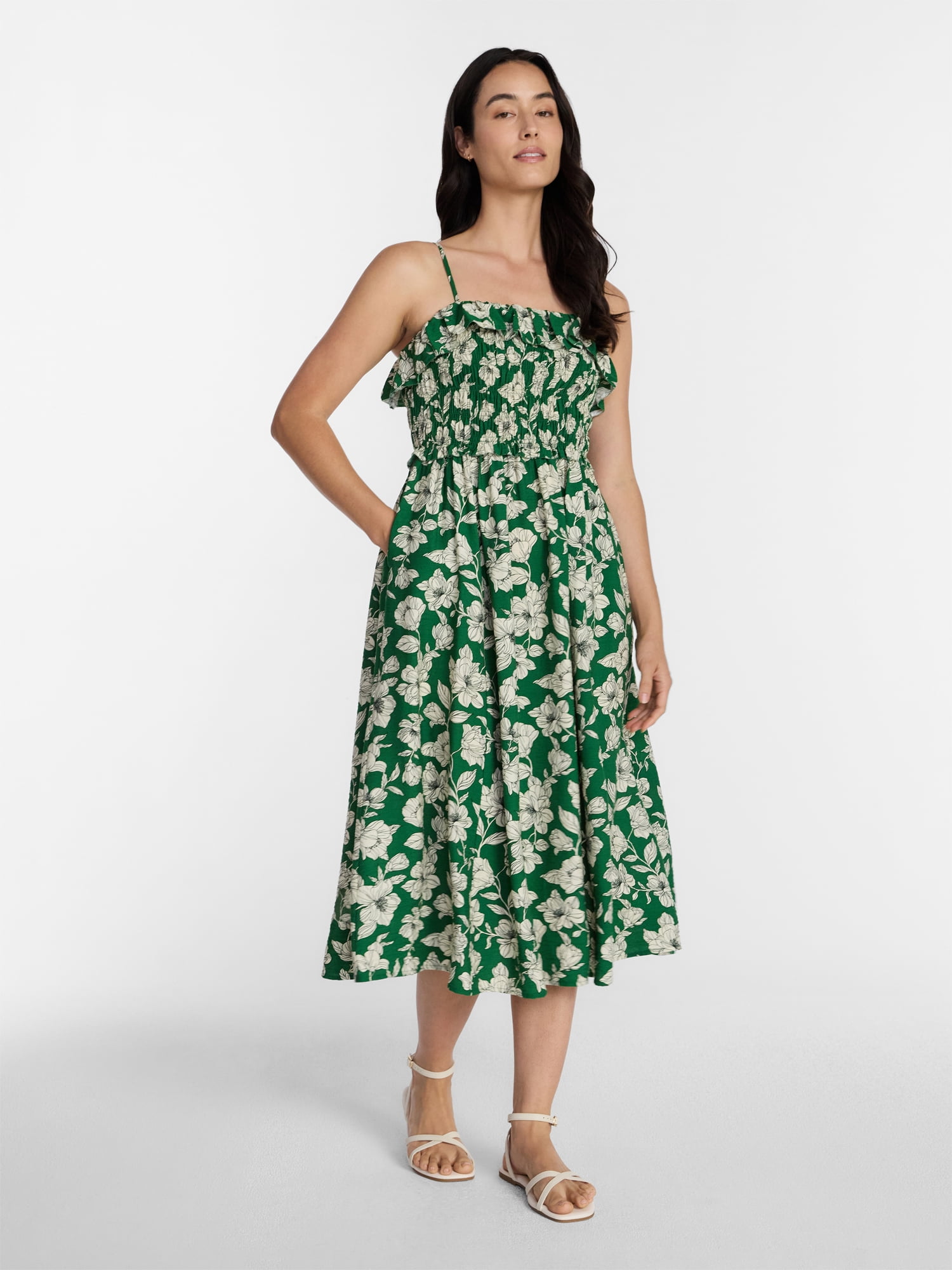 walmart time and tru midi dress Time and Tru Women's and Women's Plus Eyelet Midi Dress, Sizes XS-4X
