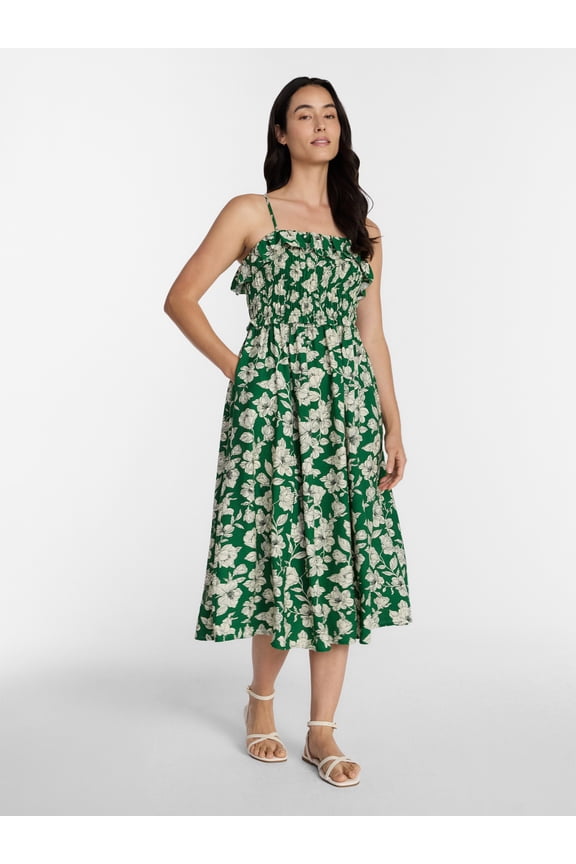 Women's Sleeveless Smocked Midi Dress, Sizes XS-XXXL