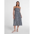 thumbnail image 1 of Time and Tru Women's Sleeveless Smocked Midi Dress, Sizes XS-XXXL, 1 of 5