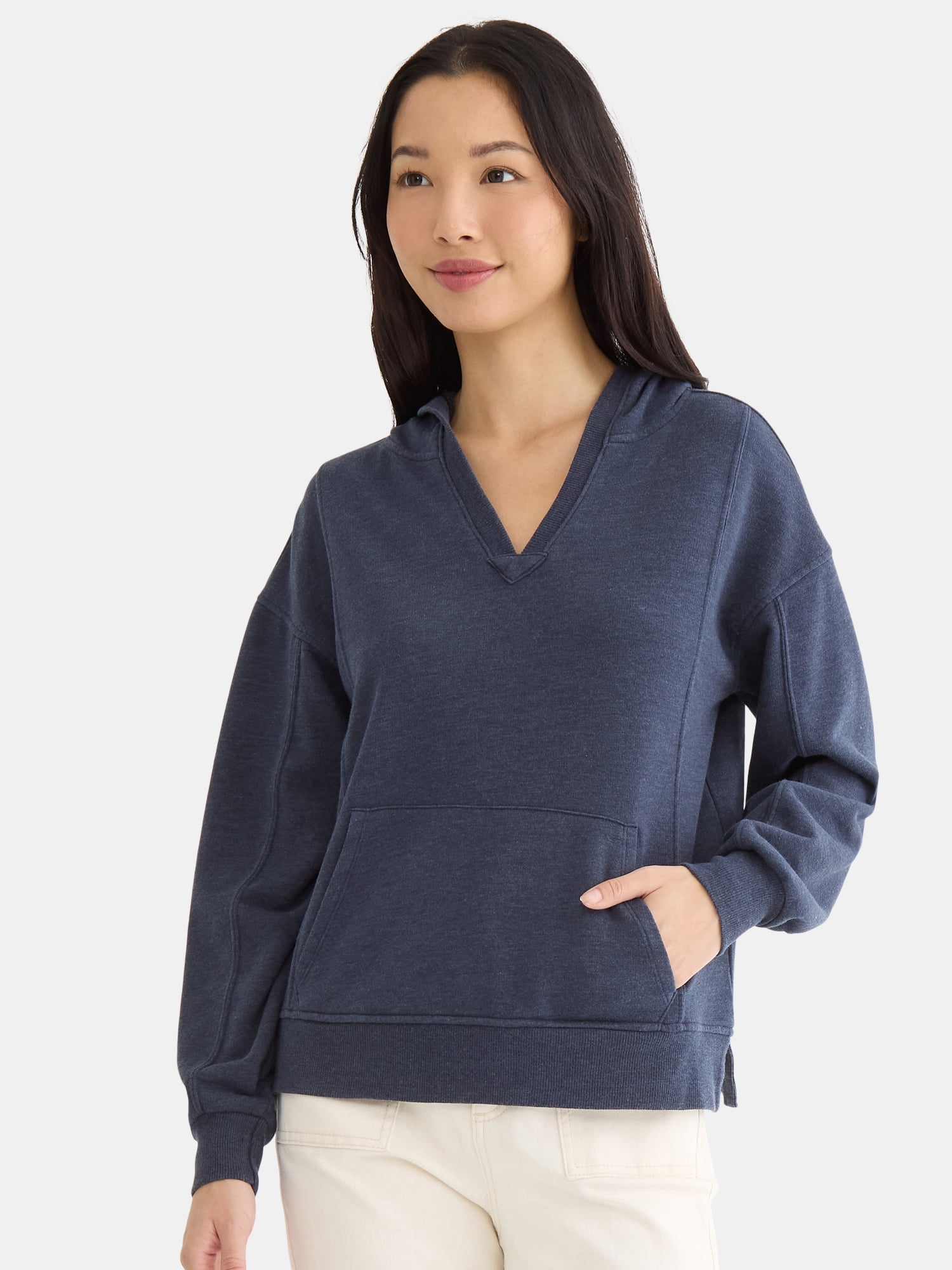 Time and Tru Split Neck Hoodie, Sizes S-XXXL
