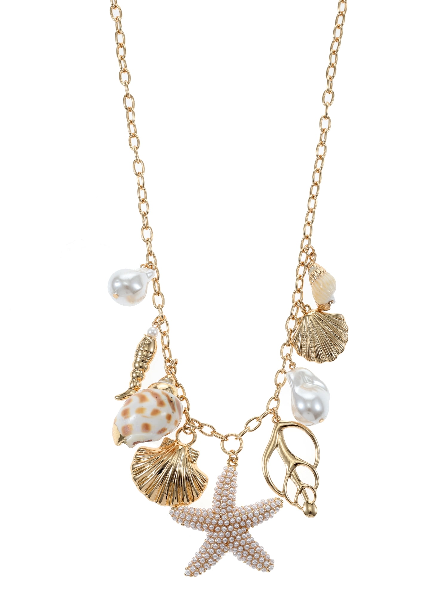 TIME AND TRU Starfish & Shell Charm Necklace