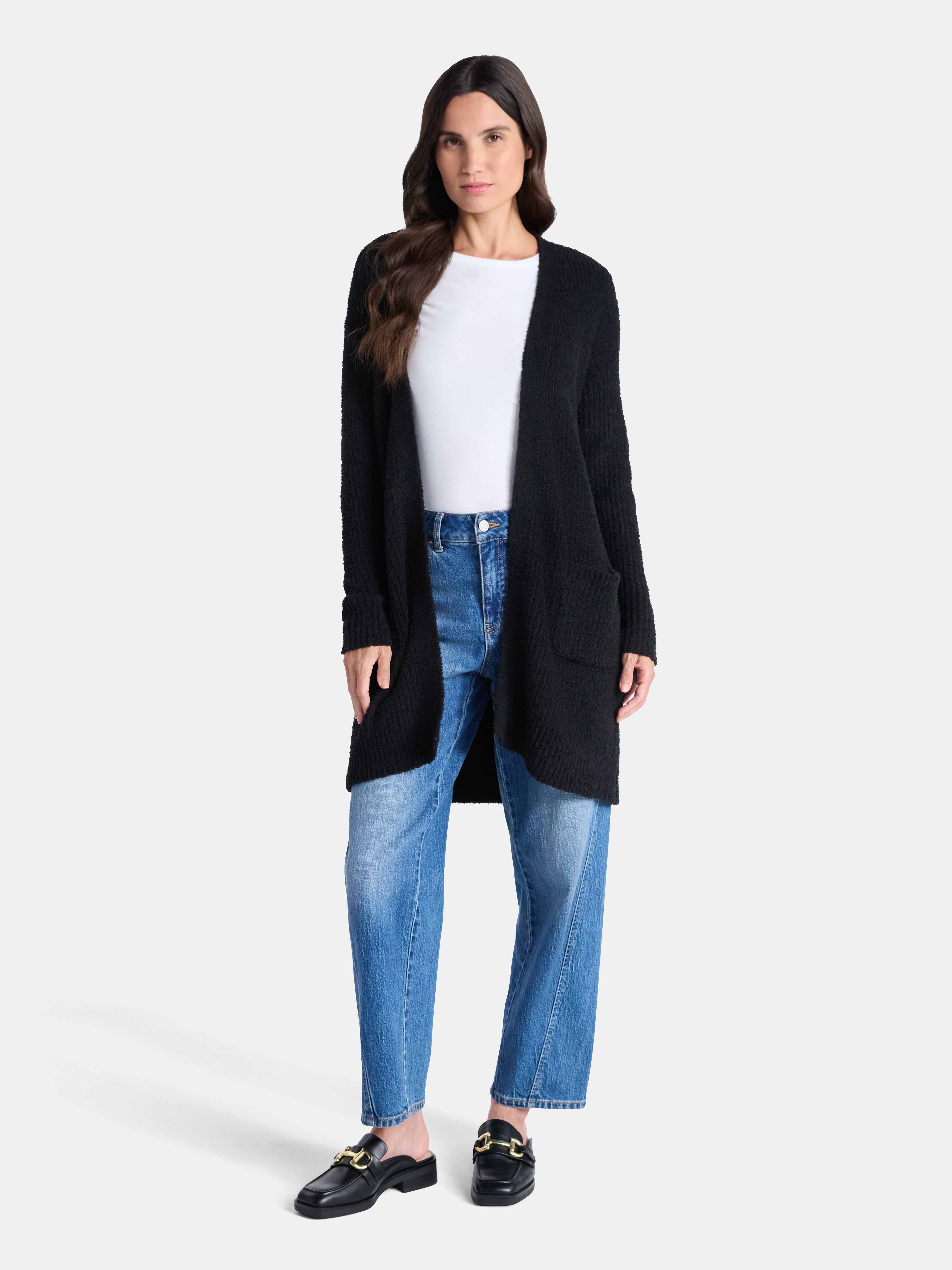 Time and Tru Women’s and Women’s Plus Super Soft Longline Cardigan Sweater, Lightweight, Size XS-4X