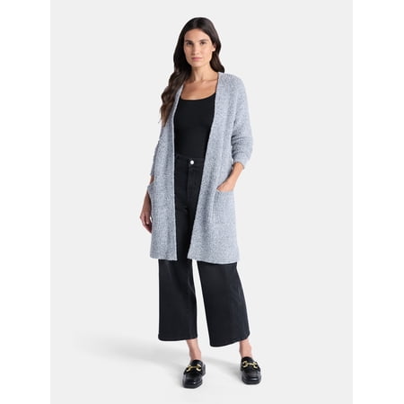 Time and Tru Women’s and Women’s Plus Super Soft Longline Cardigan Sweater, Lightweight, Size XS-4X